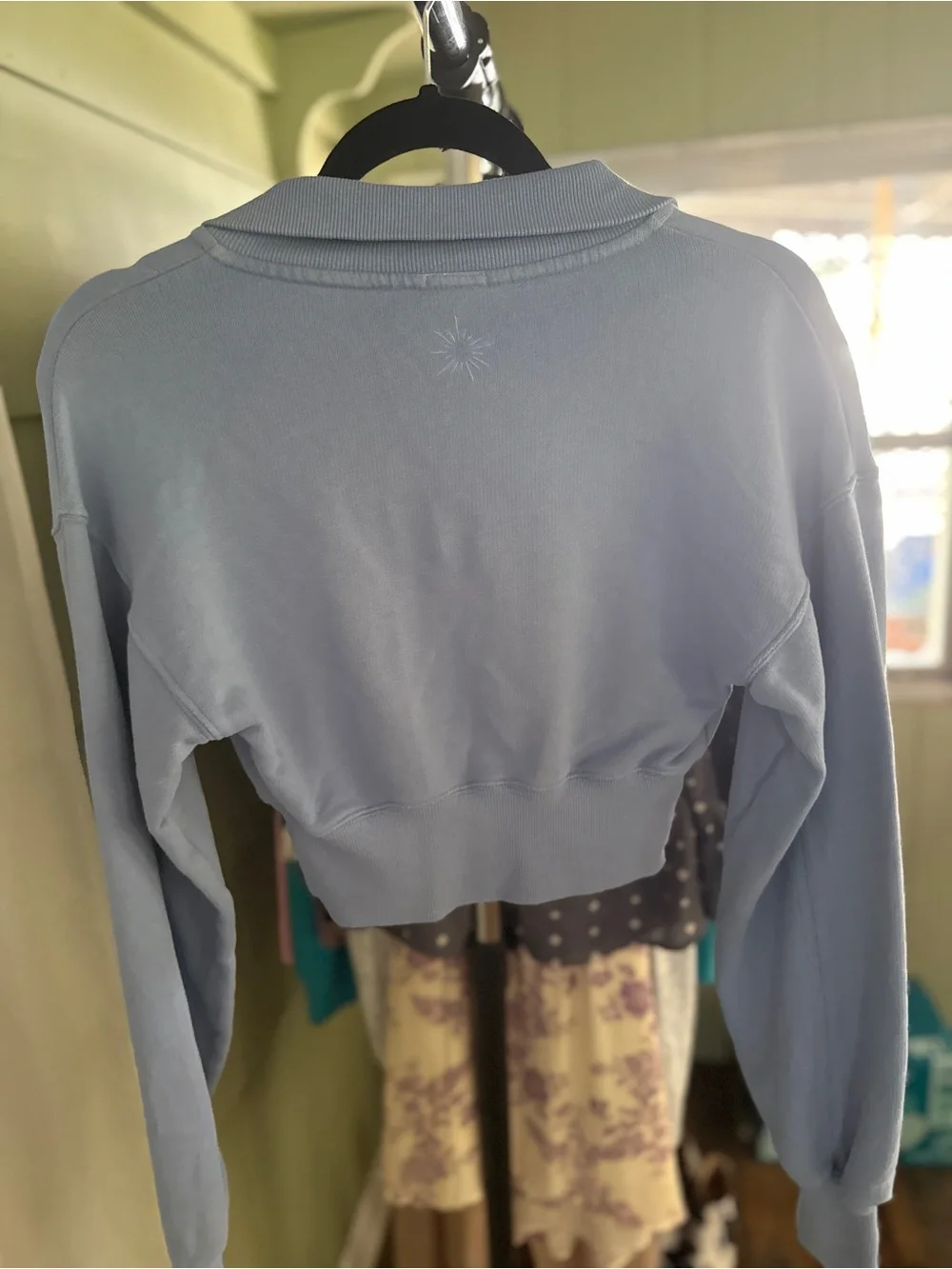 Offline By Aerie Light Blue Cropped Half-Zip Sweatshirt